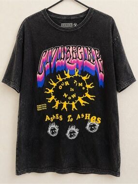 Civil Regime Graphic Tee Black ashes to ashes streetwear baggy relaxed oversized